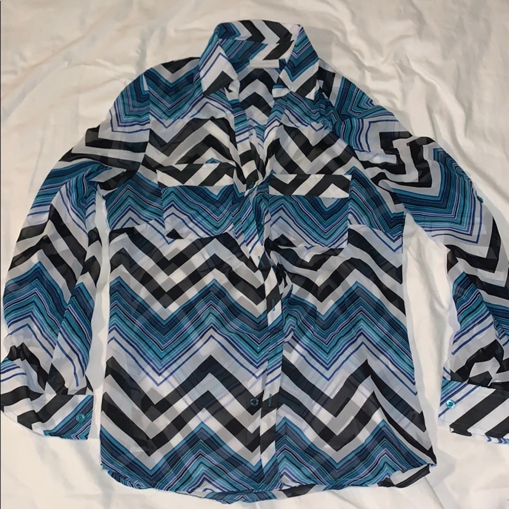 NY&Co button-up, 3/4 or long-sleeve sheer shirt